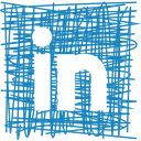 Blaues LinkedIn-Logo mit dem „in“ in Kleinbuchstaben auf einem strukturierten quadratischen Hintergrund
