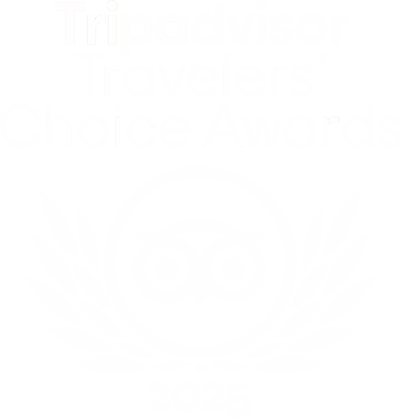Logo der „Travelers’ Choice Awards“ von TripAdvisor mit Eulensymbol und Lorbeerkranz-Elementen